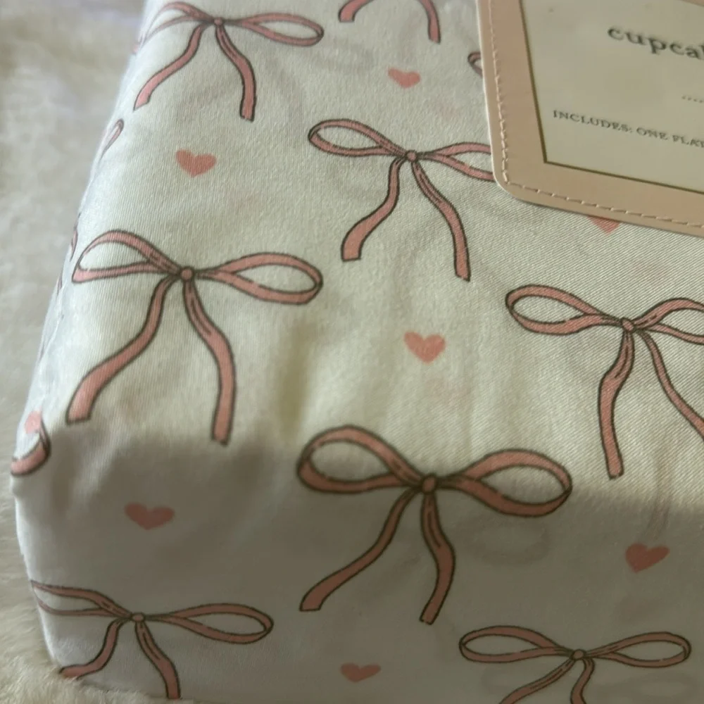 Cupcakes & Cashmere Pink Bows And Hearts QUEEN SIZE Sheet Set Coquette 2025 🩷🎀
